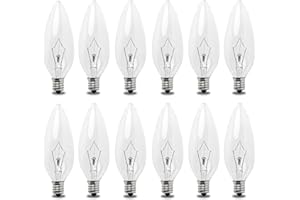 Seentech 12 Pack 60W 120V E12 Base B10 CTC Incandescent Light Bulbs, Transparent Candle Light Bulbs Perfect for Chandeliers, Ceiling Fan Lights, Pendants, Fireplace, Dimmable, Warm White 2700K