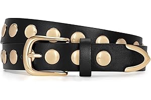 JASGOOD Women Fashion Leather Belt Punk Studded Belt for Jeans Pants Dresses