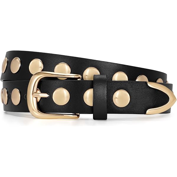 Women Studded Belt Skinny Leather Belt Ladies Thin Waist  display picture 3