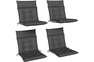 Outsunny Patio Chair Cushions Set of 4, Waterproof Lounge Chair Cushions with Ties, Non-Slip Replacement Seat Pads for Indoor