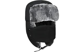 Kids Faux Fur Trapper Hat Winter Windproof Warm Ear Flaps Russian Ushanka Cap Ski Hat Boys Girls Trooper Hat Bomber Cap