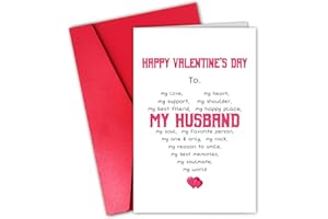 CSMOSJgreetings Husband Happy Valentines Day Card, Funny Valentine’s Day Gift for Husband, My Soulmate My World