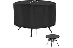 AGUSTONE Patio Table Cover, 43 Inch Round Outdoor Table Cover, Waterproof Protective Covers Patio Furniture Covers-43x26Inch