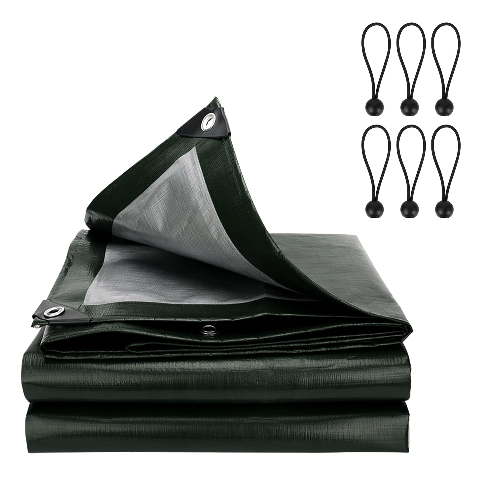 Tarpaulin Waterproof Heavy Duty Sheet 2m X 2m Tear Resistant And Flame Retardant Sheet Waterproof Tarpaulin Heavy Duty Uv Resistant Easy Foldable Ground Tarp Sheet Cover & 6pcs Bungee Balls