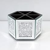 VOHJD Rotatable Multifunctional Jewelry Utensil Holder Hexagon Jewelry Make up Organizer Cups Crush Diamond Mirror Decor, brush/office pen cup holder Eyeliners Display Case for Vanity