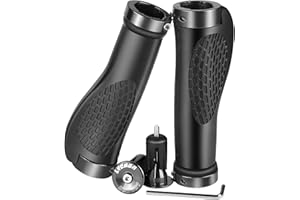 LYCAON Bike Handlebar Grips Non-Slip-Rubber Adjustable Bicycle Handle Grip with Expandable Aluminum Lock Mountain Road Foldab