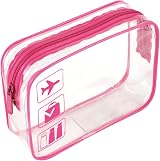 BEHAHAI Clear Travel Toiletry Bag TSA Approved Quart Size Pink