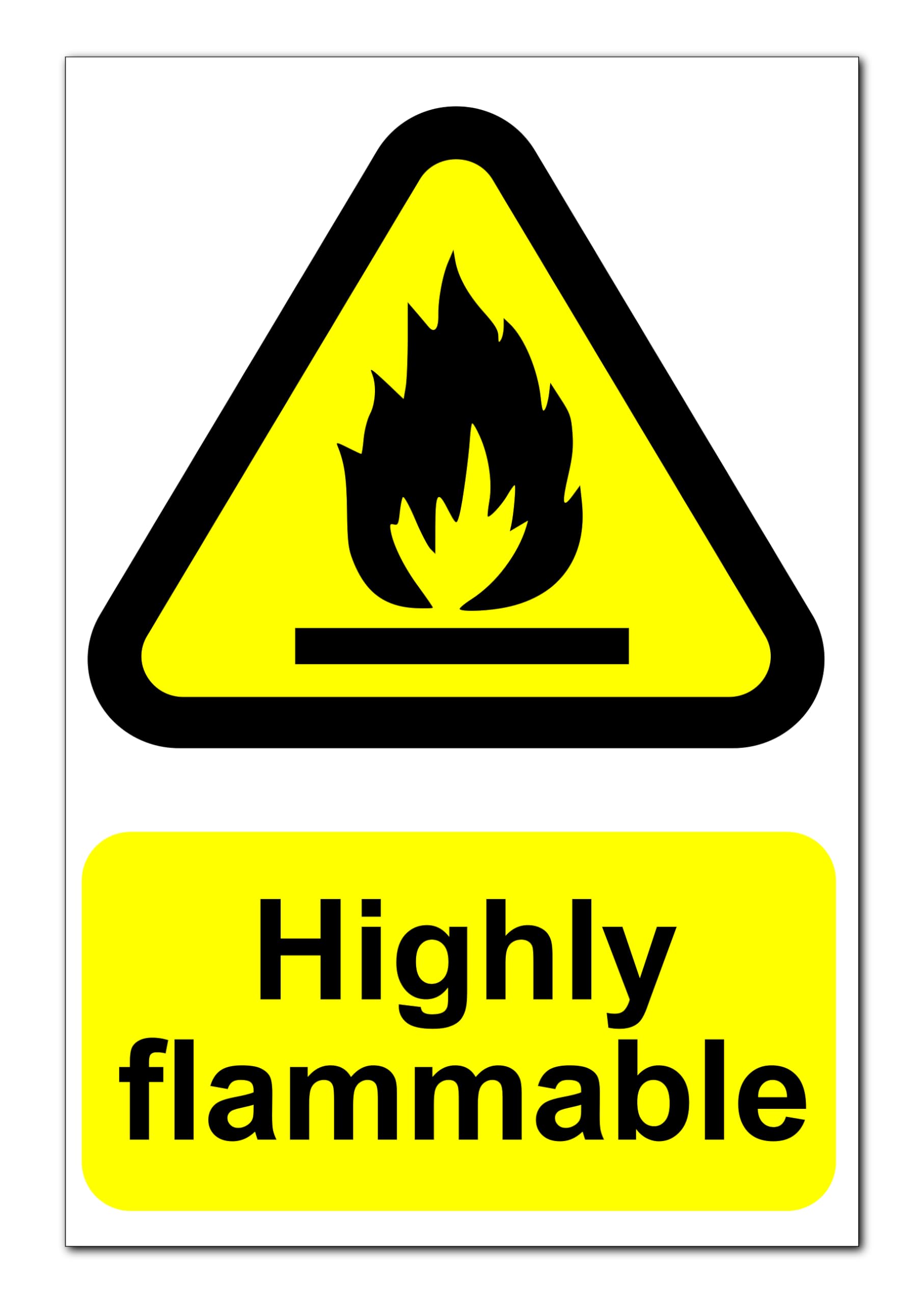 Highly Flammable Safety Sign – Corrugated Plastic 300mm x 200mm x 4mm – Printed & Laminated for Workplace, Warehouse, Factory, and Industrial Use