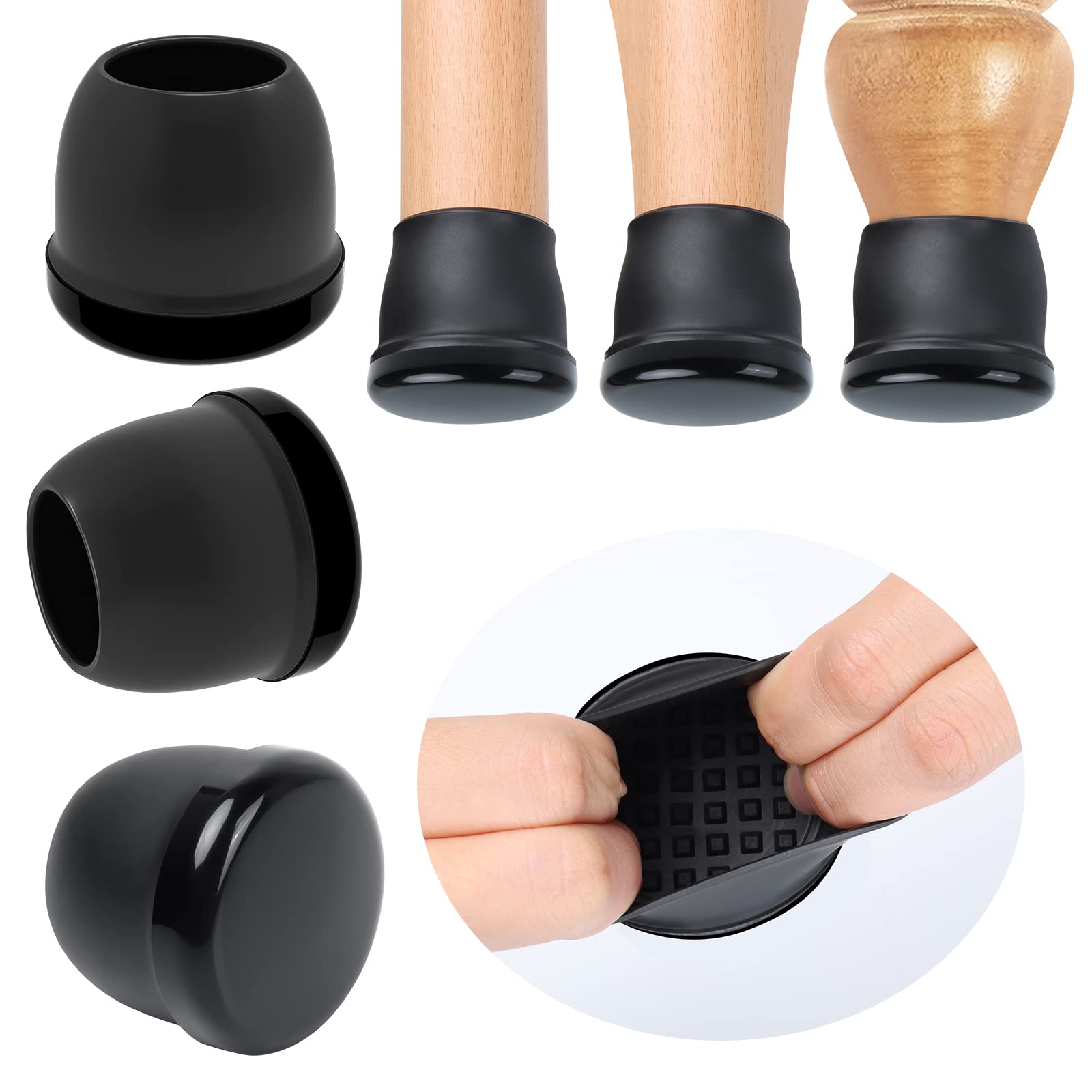 Ezprotekt Chair Leg Floor Protectors, Chair Leg Protectors 2 inch Round-black Furniture Cups Chair Leg Caps, Chair Leg Covers Smooth Moving Chair Feet Protector, Fits 1.5-2.2" round