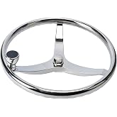 Amarine Made Stainless Steel Boat Steering Wheel 3 Spoke 13-1/2 Inch Dia, Marine Steering Wheel for Seastar and Verado, Stainless Boat Wheel with 5/8 Inch-18 Nut and Turning Knob