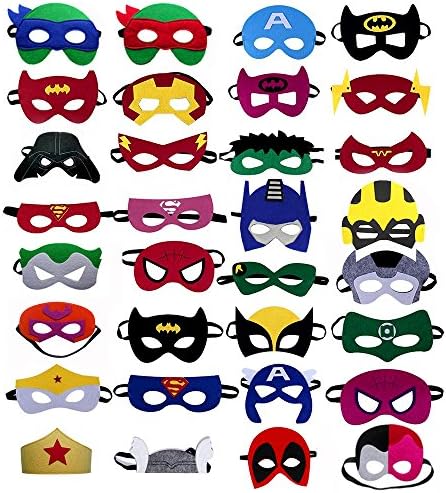 Superhero masks - Super hero party favors for kids, and birthday supplies 32 set for kids party