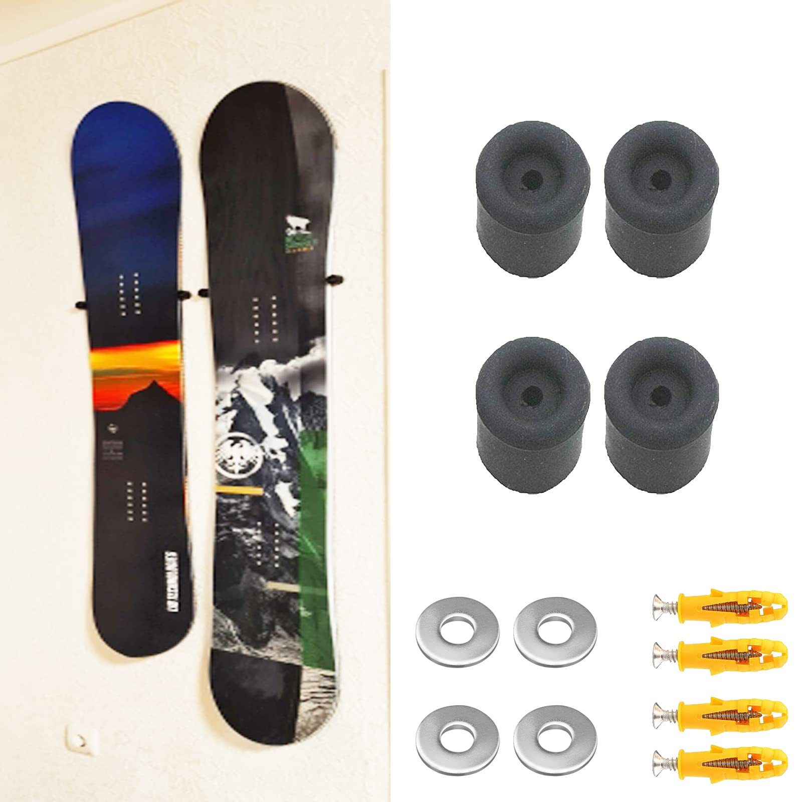 Ski/ Snowboard Storage Rack, Snowboard Display Rack, Wall Mount Storage Organizers, Floating Hanger Rack - Invisible Design - Hold 2 Snowboard - Screws and washer Included - Protect Snow Board