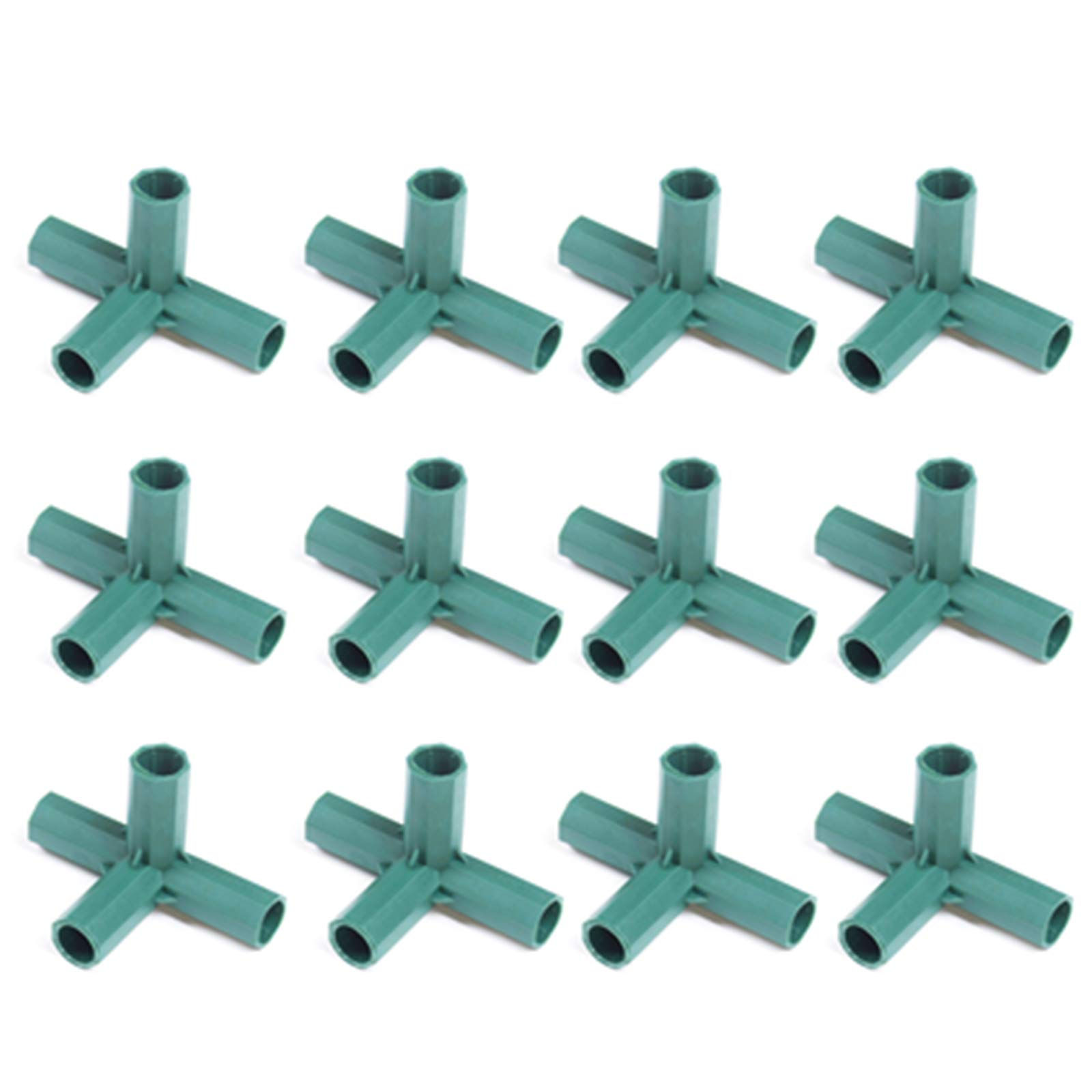 HLTER 12pcs Gardening Plastic T-Connectors Bracket Pipe Parts,Tee Joint Bracket,3/4 Way 11mm Greenhouse Frame Connector for Flower Pot Vegetable Garden Lawn Fits Drip Tubing