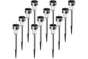 SUNNEST Solar Lights Outdoor Christmas, 12Pack Stainless Steel Outdoor Solar Lights - Waterproof, LED Landscape Lighting Solar Powered Outdoor Lights Solar Garden Lights for Pathway Patio Yard