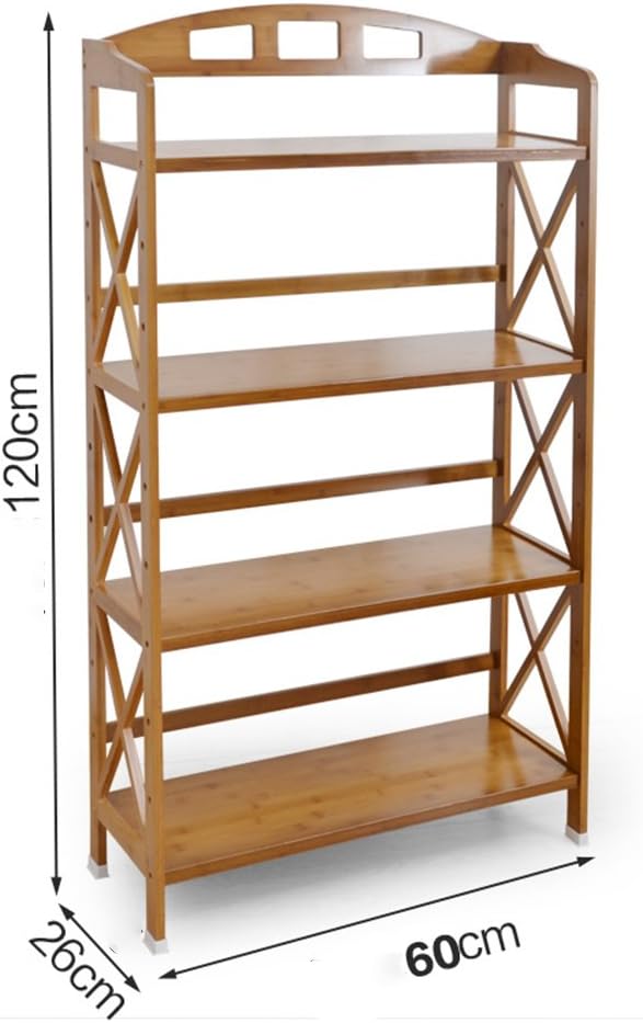 XIAOXIAO Bookshelf Bamboo Art 4 Layers Bedroom Storage Shelf Easy to move (Size : 60 * 26 * 123cm)