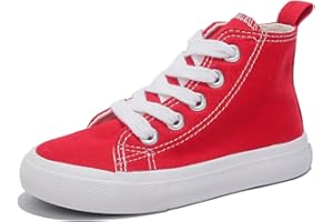 OPOEE Boys & Girls High Top lace-up Kids' Espadrcanvas Shoes Back-to-School Season Little White Shoes Teen Classic Kids' Sneakers Tennis Shoes Baby Skate Shoes