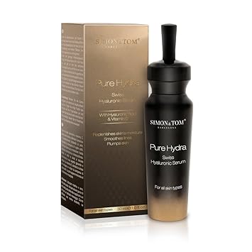 Simon & Tom Pure Hydra Swiss Hyaluronserum - NEUER VERSCHLUSS - hochkonzentrierte Hyaluronsäure mit Anti-Aging Effekt. Regt d