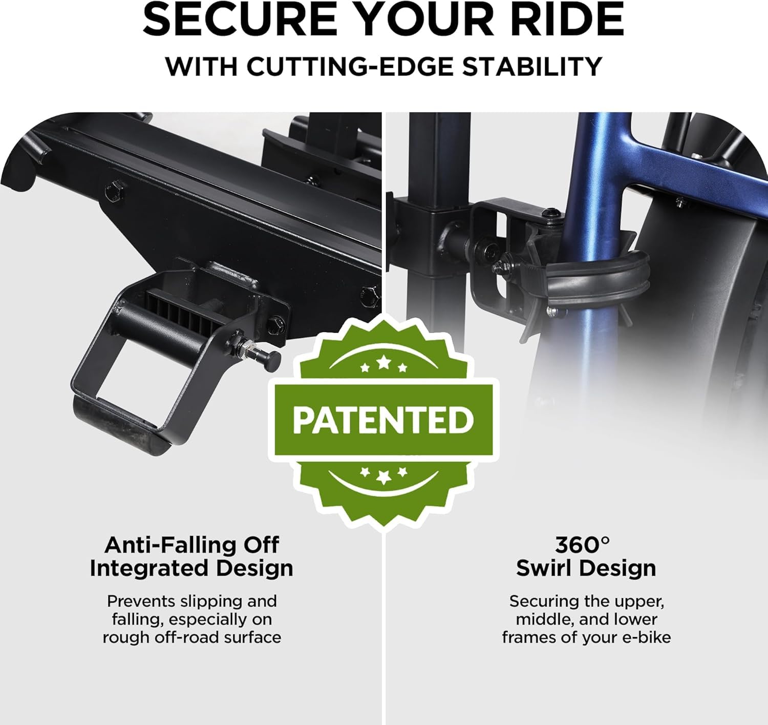 Young Electric E-Bike Rack with Ramp, Hitch 2 Bike Rack, 200 lbs Capacity Electric Bike Carrier, Foldable Platform Mount for Cars, Trucks, SUVs, Minivans, Up to 5-Inch Fat Tire for 2'' Receiver