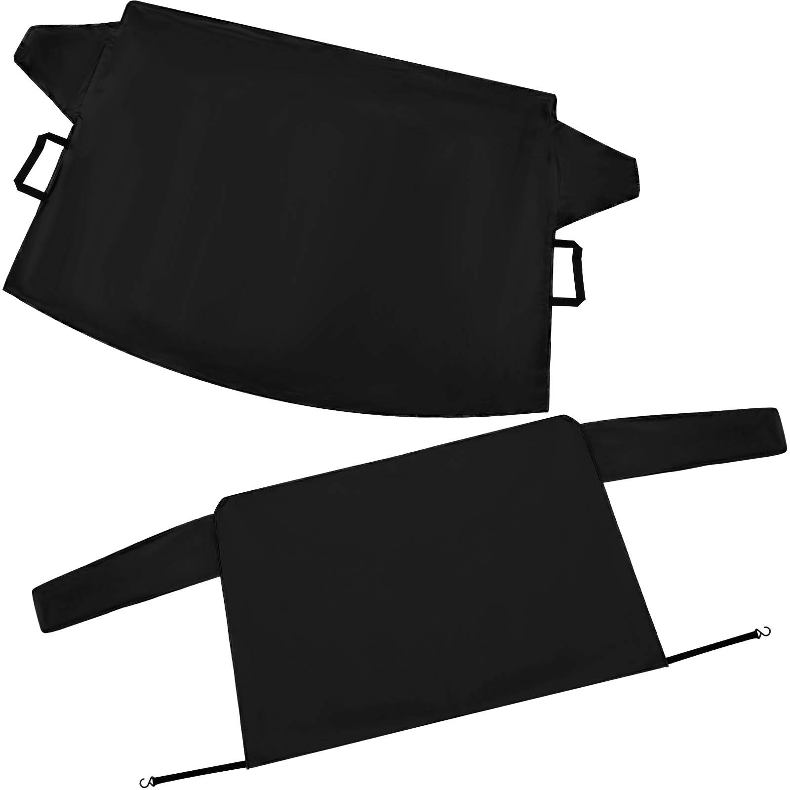 BBTO 2 Pieces Car Windshield Snow Cover Ice Frost Protector Windproof Car Cover Oxford Windshield Cover Fit Winter Snow Defender for Most Vehicles Cars Trucks SUV (Black)