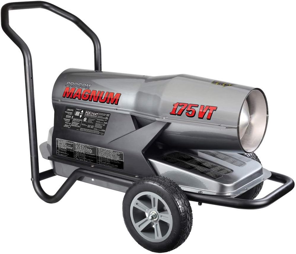 ProCom Heating PCK175VT Magnum Kerosene Forced Air Heater-125,00-175,000, Multifuel, 175,000 BTU, Black