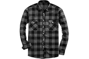Men's Plaid Flannel Shirt Long Sleeve Casual Button Down Shirts Regular Fit Office Work Tops Jackets with Pockets