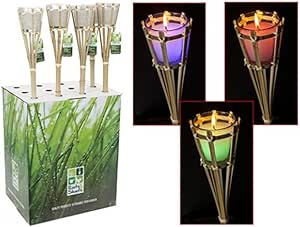 2 x jardín antorcha de bambú con citronela vela – LED cambian de Color