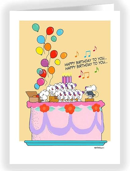 Amazon Com Cute Happy Birthday Card Mice Sing Happy Birthday 5x7 Greeting Card 18 Kitchen Dining