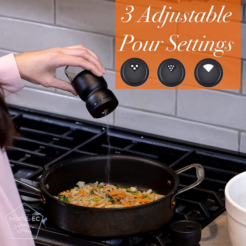 HOME EC Glass Salt and Pepper Shakers Set with Adjustable Pour Holes
