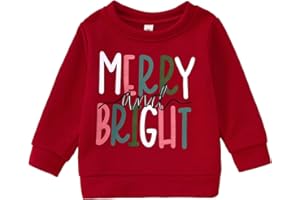 AG AGUU Christmas Sweatshirt for Toddler Boys Girls Merry and Bright Pullover Shirts Crew Neck Tops Long Sleeve Clothes