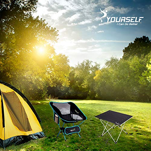 SYOURSELF Folding Camping Table, Portable Aluminum Camp Table Desk Lightweight Durable Compact Roll Up Picnic Tables for Indoor Outdoor Camp Hiking BBQ Backpacking Travel Fishing Beach(Black) - Thumbnail 6