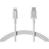 Amazon Basics iPhone Charger Cable, Nylon Braided USB-C to Lightning, MFi Certified, for Apple iPhones including 13, 12, 11 (