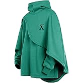 XIAOYAO Men's Fashion Poncho Cape Cloak Hoodie Techwear Sweatshirts Unisex Lightweight Patchwork Hip Hop Casual Pullover