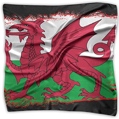 Distress Welsh Dragon Flag Women's Fashion Print Square Scarf Neckerchief Headdress S