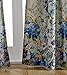 MYSKY HOME Floral Blackout Curtain 84 Inch Length,Grommet Thermal Insulated Room Darkening Curtain Linen Textured Curtain Panel for Bedroom,Living Room,52
