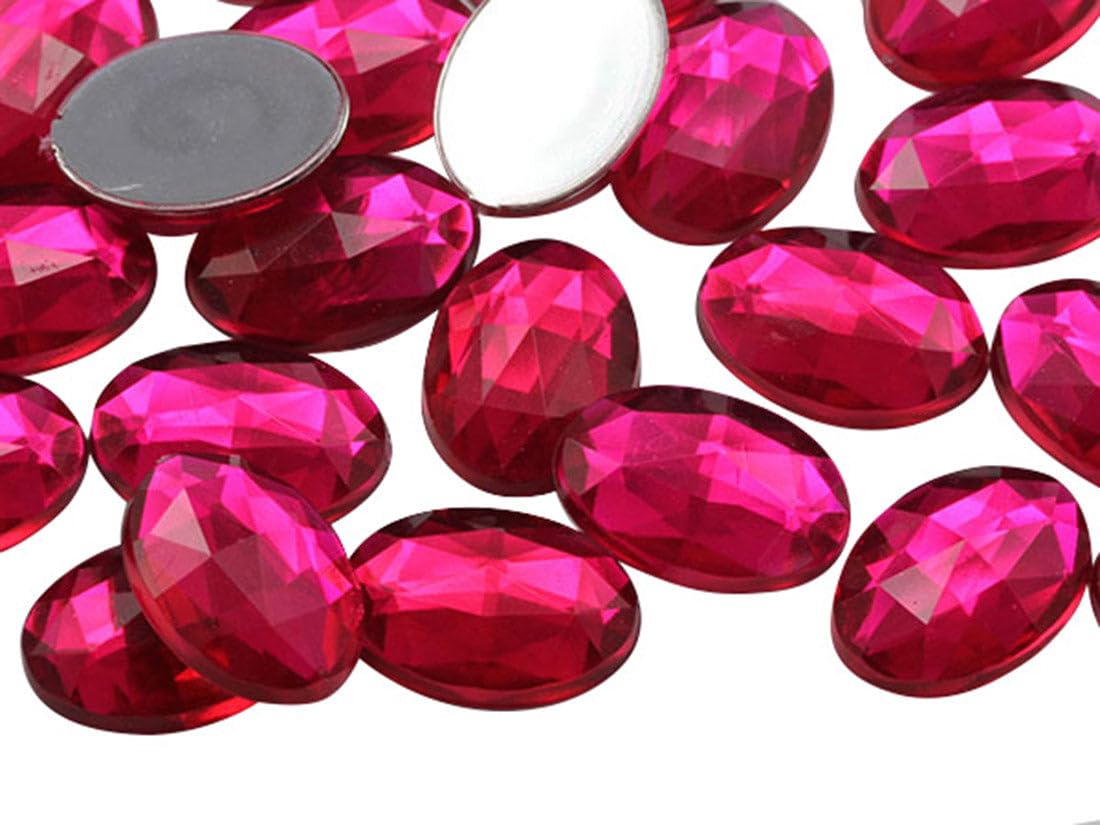 Allstarco 14x10mm Pink Fuchsia .MAR09 Flat Back Oval Acrylic Rhinestones Tiny Face Gems Body Jewels Card Making Embelishments - 45 Pieces โ image 1
