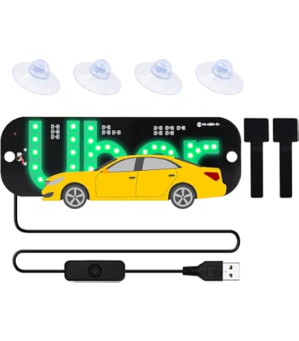 DXNQ Taxi LED Sign Decor, 5V USB Bright Taxi Led Windscreen Cab Indicator Lamp Signal, Vibrant Taxi LED Sign Decor With Transparent Suction Cups For Driver (Green, USB