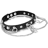 Cupimatch Women Punk Gothic Cross Skull Chain Leather Choker Collar Necklace for Mothers Day