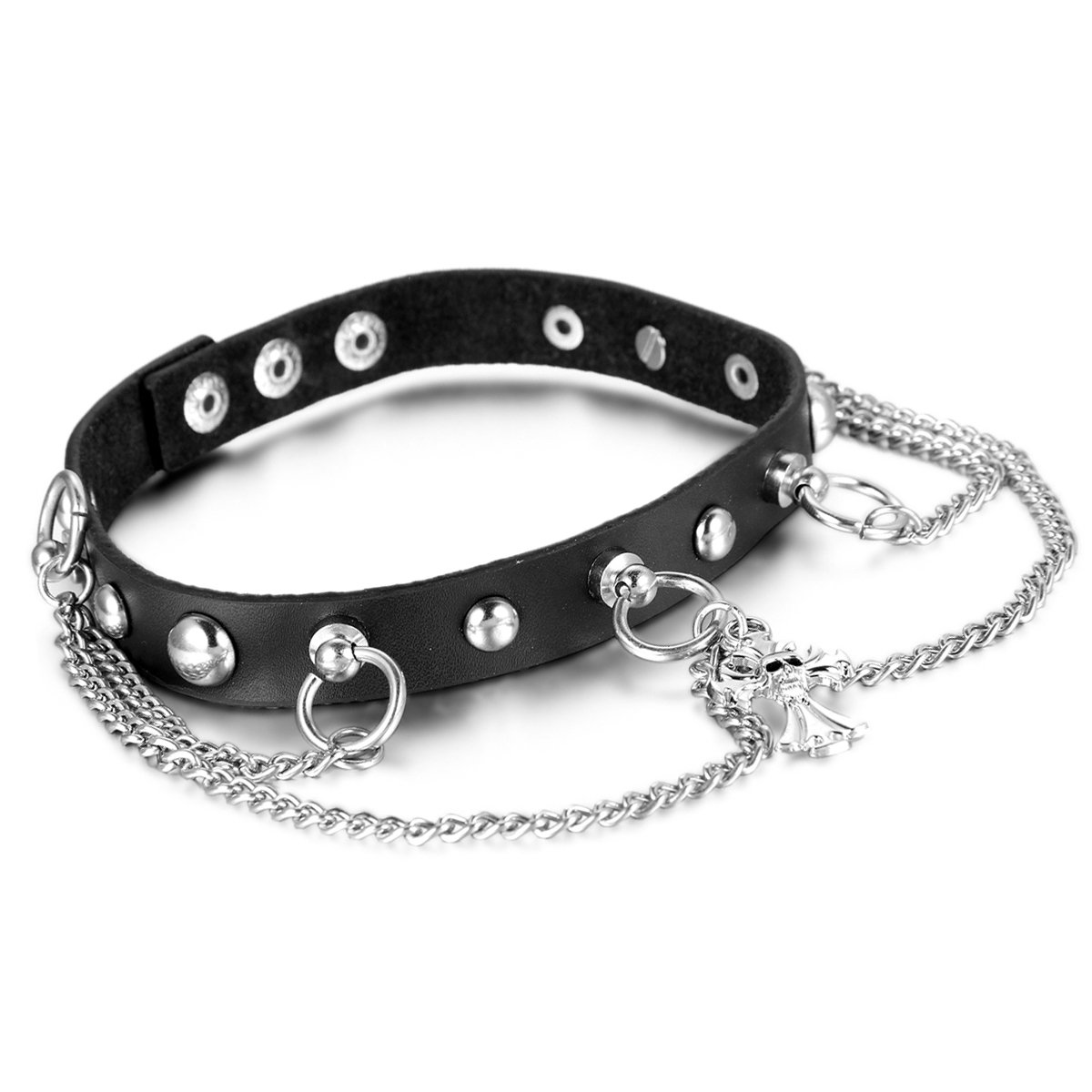 Cupimatch Girls Punk Gothic Cross Skull Chain Leather Choker Collar Necklace