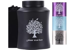 YOUDEAR MEMORIALS Tree of Life Urns for Human Ashes - Cremation Urns Adult for Funeral, Burial or Home - Cross Urns for Ashes Men Women - Decorative Urn for Ashes Male Female (160 Cubic inches, Black(Tree))