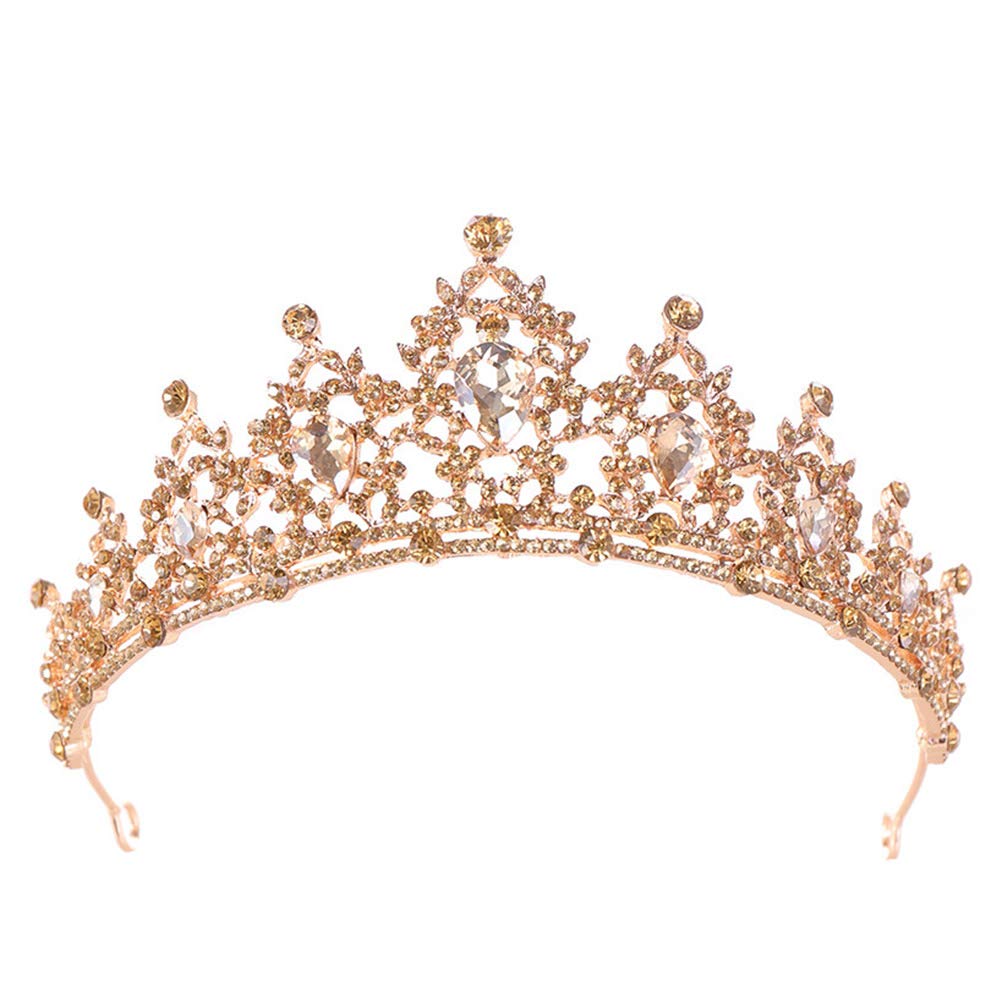 Lurrose Luxury Crown Bridal Tiara Headpiece Rhinestones for Wedding Engagement