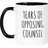 Lxenrra Lawyer Gifts for Men, Lawyer Gifts for Women, Attorney Law School Student Mug, Paralegal Funny Tears of Opposing Counsel Coffee Mug, 11 Oz White