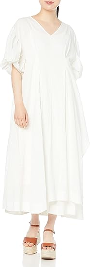 Amazon Co Jp エミ Emmi Atelier Ecoリネン調ボリューム袖ワンピース 13wfo レディース Ivr 1 服 ファッション小物