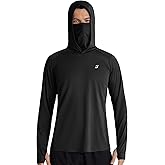 Roadbox Men's UPF 50+ Hooded Fishing Shirts Long Sleeve Sun Protection Hoodie, Hiking Running Swimming Rash Guard with Mask
