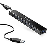 j5create 7-Port Powered USB 3.0 20W Data Hub with 3.3 ft Extended Cable | Power Adapter Included, for Mac, MacBook, Windows, Laptop, Surface, XPS, PC (JUH377)