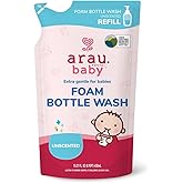 Arau Baby Unscented Foam Bottle Wash Refill, Natural Plant Based Baby Bottle &amp; Dish Soap, No Artificial Fragrance or Additives, Gentle for Washing Bottles, Pacifiers and Toys, Easy Rinse, 15.21 Fl Oz
