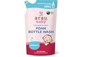 Arau Baby Unscented Foam Bottle Wash Refill, Natural Plant Based Baby Bottle & Dish Soap, No Artificial Fragrance or Additives, Gentle for Washing Bottles, Pacifiers and Toys, Easy Rinse, 15.21 Fl Oz