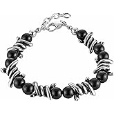HZMAN Barbed Wire Bracelet for Men Biker Gothic Punk Stainless Steel Beaded Link Bracelet Jewelry Gift