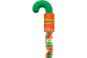 REESE'S Miniatures Milk Chocolate Peanut Butter Cups, Christmas Candy Plastic Cane, 2.17 oz