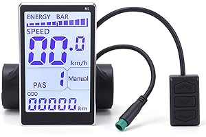 GEERYZHE Bike Display LCD 5 Pin M5 Control Panel Bike Screen 24V 36V 48V 60V Universal Scooters Electric Meter Panel Bikes 22.2 31.8mm Handlebars Display to Enrich Cycling Journey (No. 2 Protocol)