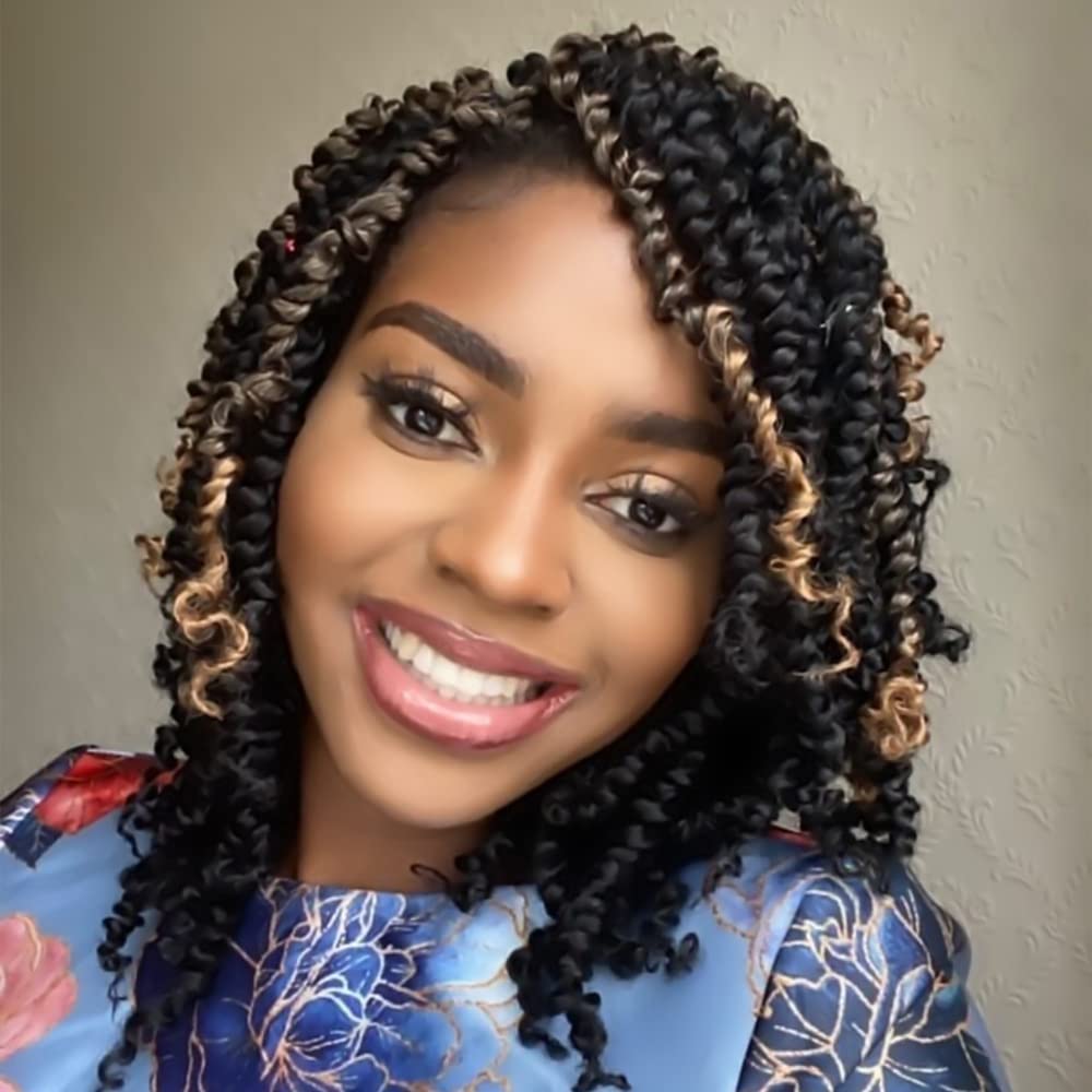 YDDM Short Passion Twist Crochet Hair - Deep Wave Braiding Extension, Pretwisted Synthetic (10 Inch, 1B#) — image 1